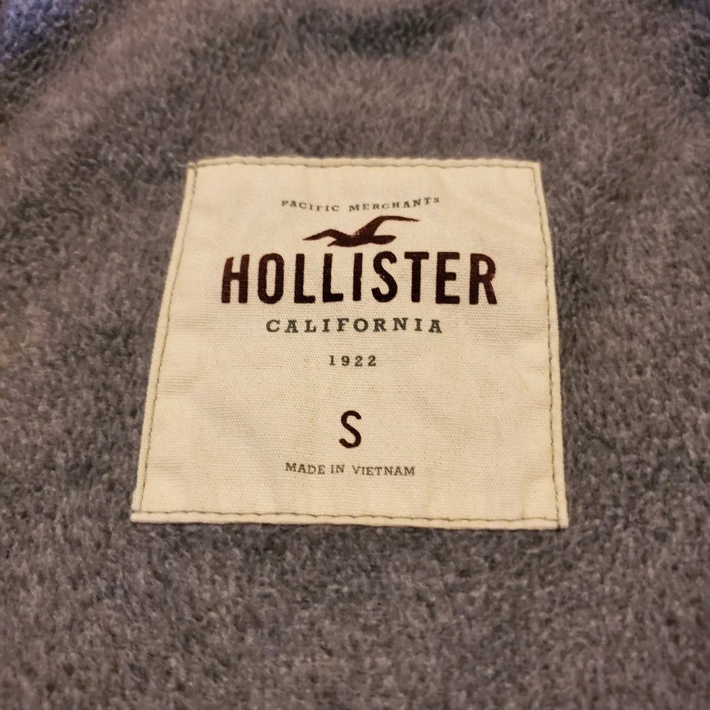 Vtg Hollister Bomber Jacket Men Small Blue Fleece Lined Full Zip Media Pocket